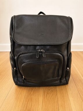 Mancini Buffalo Leather Laptop Backpack 15.6" Black Tablet